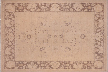 handmade Traditional Kafkaz Chobi Ziegler Tan Brown Hand Knotted RECTANGLE 100% WOOL area rug 8 x 10